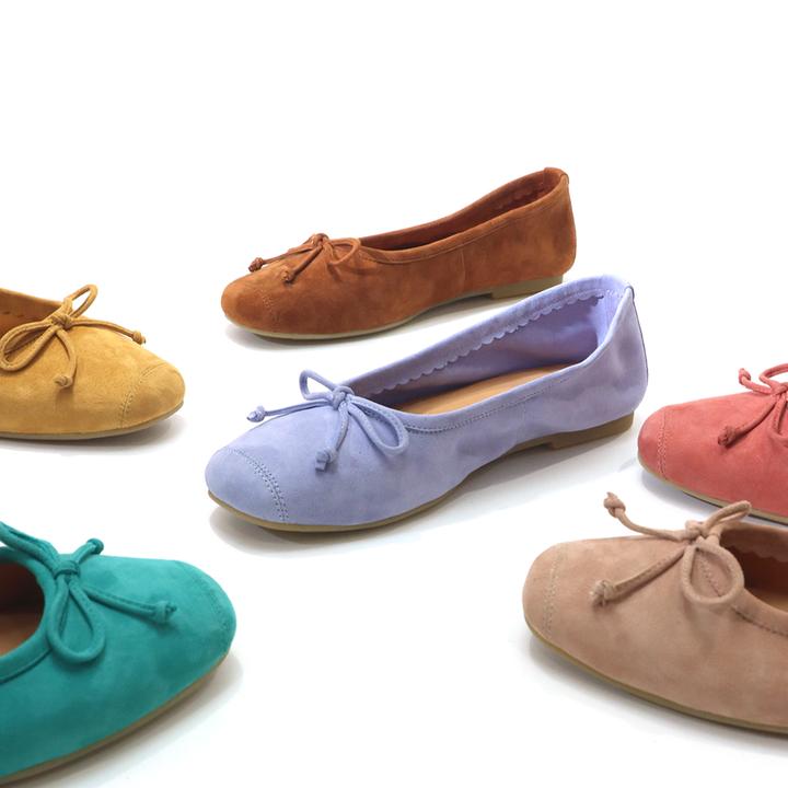 圆头羊皮法式复古简约百搭蝴蝶结浅口低跟磨砂软底芭蕾鞋XD3779-1