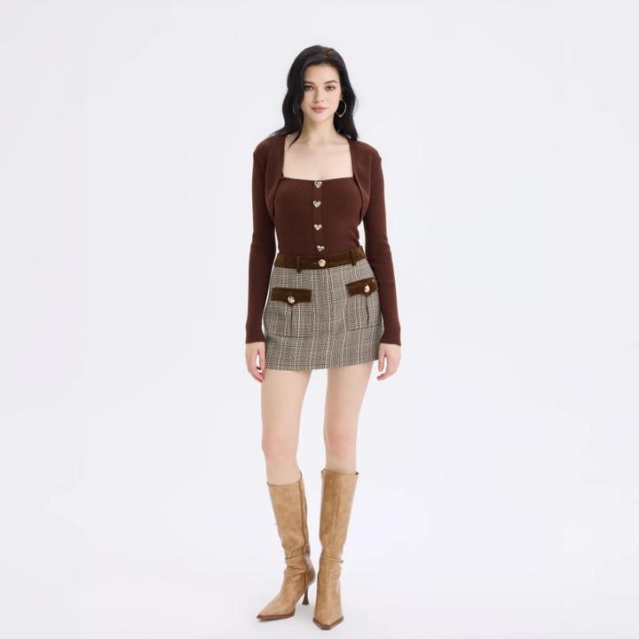 bebe2025秋冬新款女士含羊毛修身可拆卸两件套针织衫430519