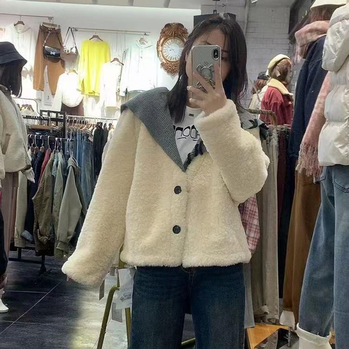 实体店精选常针织领外套