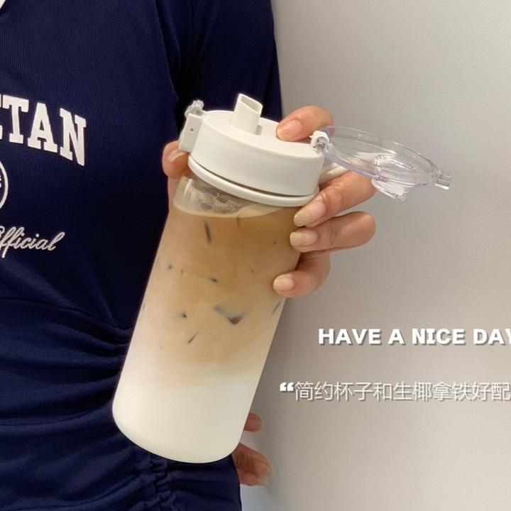 ins风便携学生水杯透明简约夏季大容量随手杯塑料耐高温防摔杯子