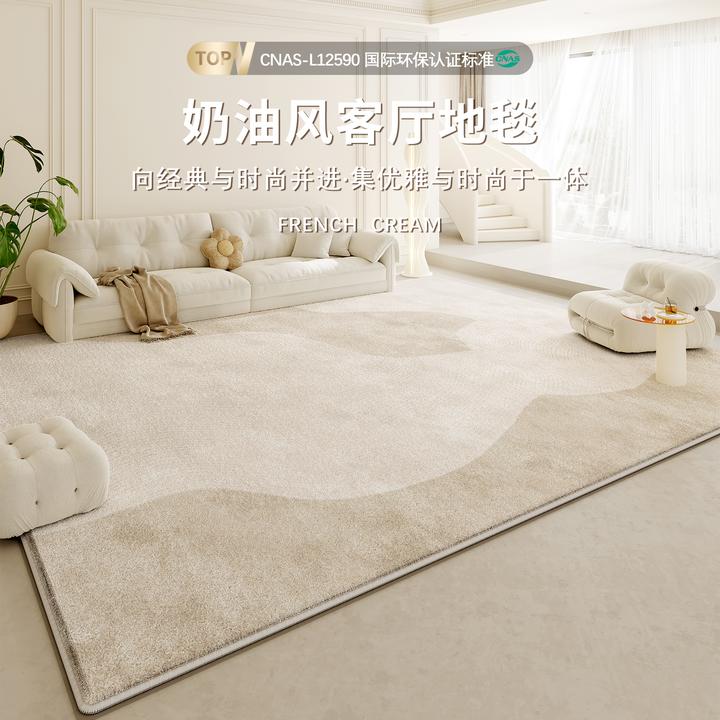 奶油风地毯客厅轻奢高级感2025新款仿羊绒厚卧室地垫防水免洗可擦