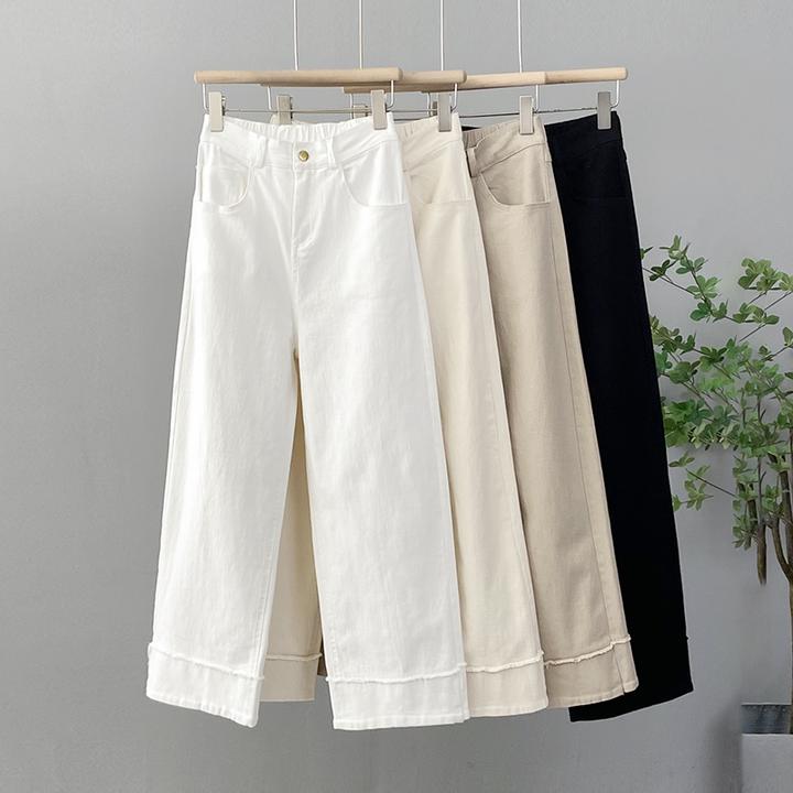 直筒裤女宽松大码窄版阔腿裤秋季新款显瘦百搭高腰长裤休闲烟管裤