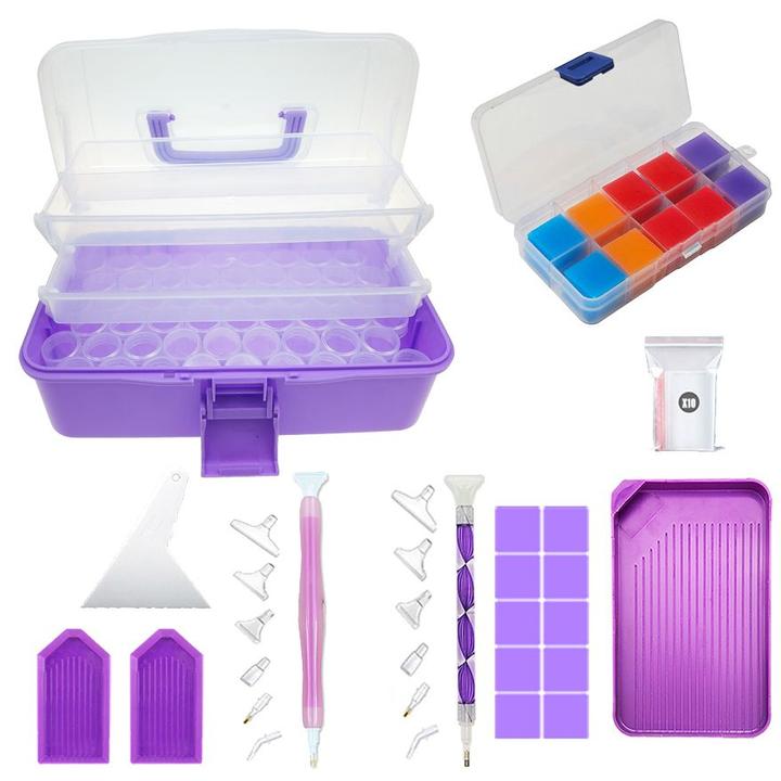 DIY优质钻石胶泥画点十字绣盒装绣娘专用配件工具全套贴画工具包