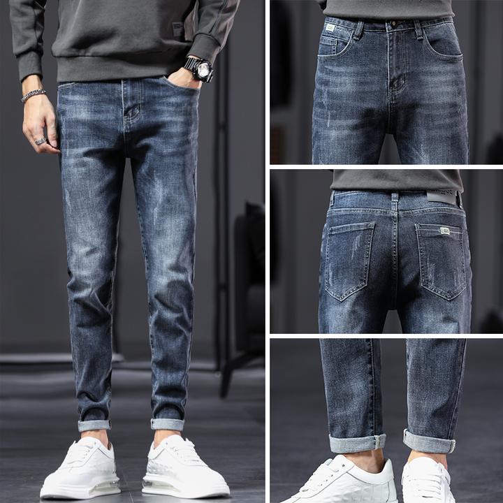 秋季弹力男士牛仔裤潮流修身直筒休闲裤子男2025秋季百搭男裤