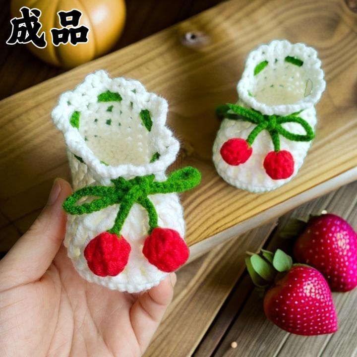 纯手工编织婴儿鞋新生满月百天宝宝软底镂空毛线鞋创意礼物夏成品