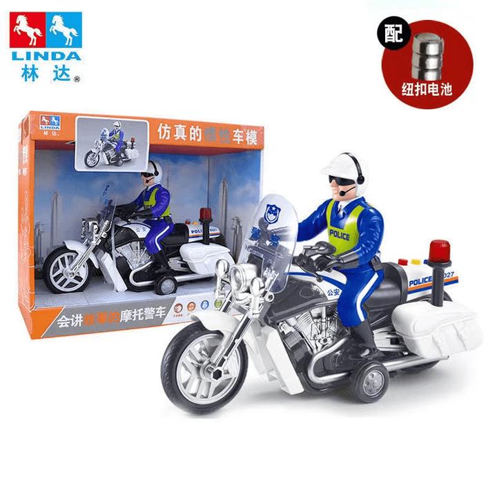林达大号早教仿真惯性会讲故事的警察哈雷警察摩托车玩具车