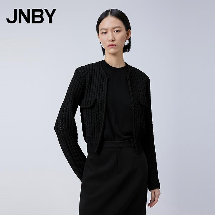 JNBY/江南布衣女装毛针织衫修身纯色简约通勤开襟5O1313120