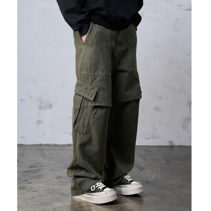 DOKIE【34005】活性染酵洗400G珠帆布宽松直筒版型工装裤