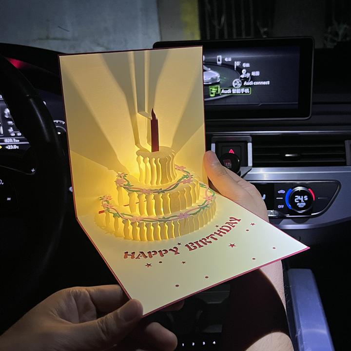 手绘生日贺卡立体3D音乐高级感发光有声情侣送男朋友女生闺蜜ins