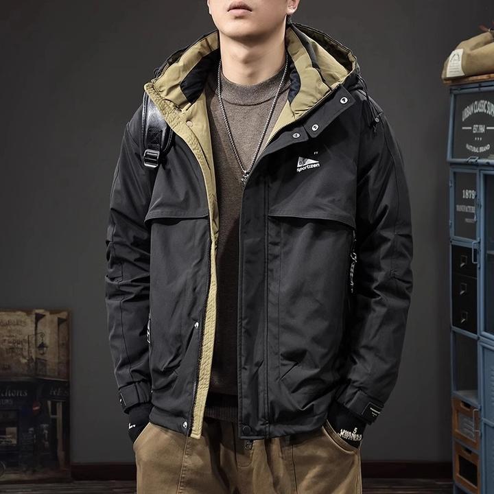 GORNER SG/格纳冬季新款90鸭绒潮牌短款男士羽绒服宽松拼接连帽