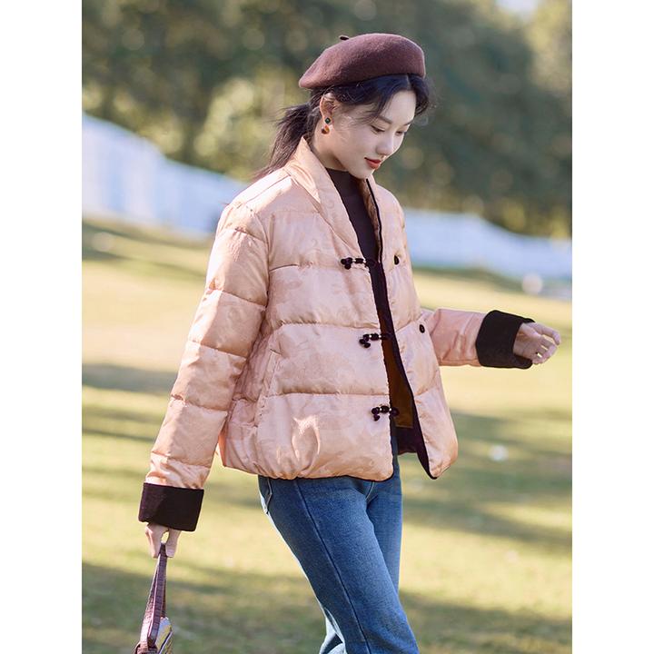 新中式提花盘扣棉服女冬季2024新款时尚高级感加厚棉衣保暖上衣