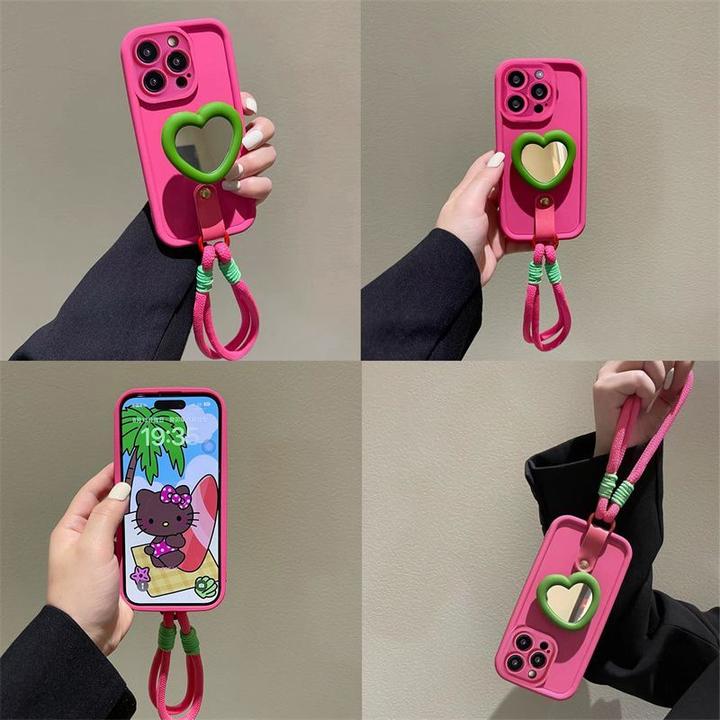 爱心镜子支架适用iPhone15promax手机壳14苹果13/12/11全包XR软