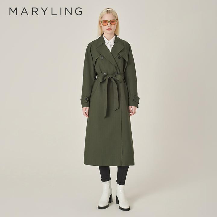 MARYLING玛俪琳2024秋季新品翻尖领双排扣大衣外套A1EGW17020