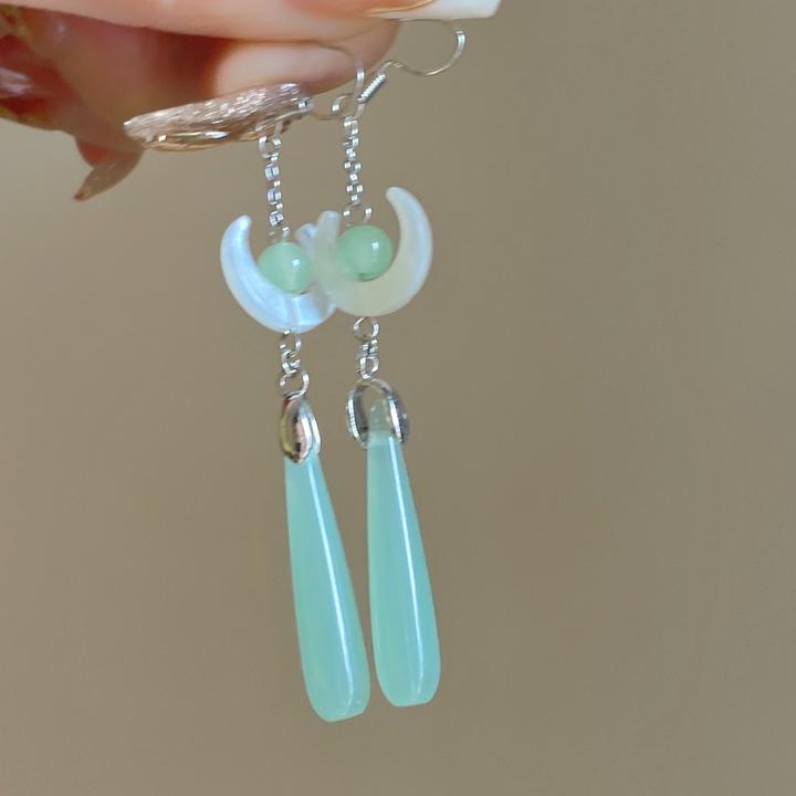 「月升沧海」新中式中国风弯月古风复古长款气质耳环