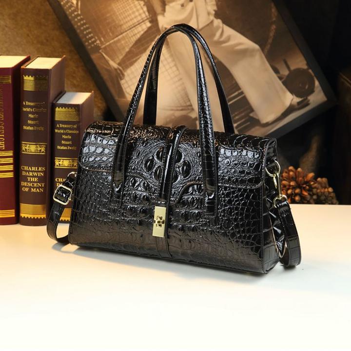 高级鳄鱼纹包包女单肩斜挎包手提包百搭2022新款妈妈波士顿枕头包