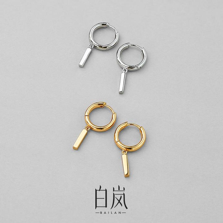 925银耳饰 白岚小银条耳环女S925银耳钉新款轻奢小众设计感ED2913