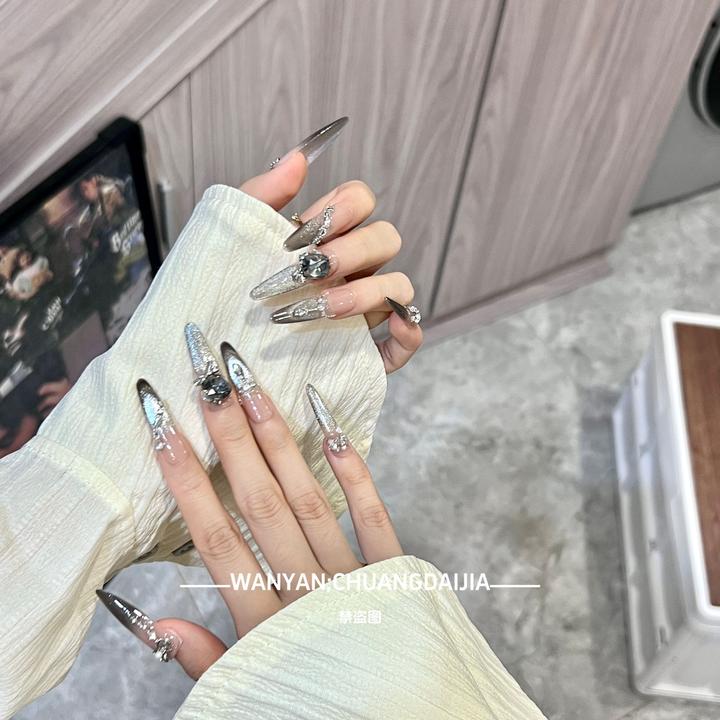 「 夜宴」WANYAN·纯手工穿戴甲气质女神爆闪奢华钻纯欲显白长款御姐