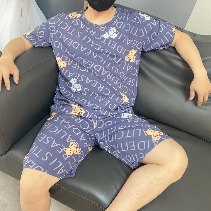 棉绸睡衣男士夏季薄款绵绸韩版套头短袖短裤人造棉简约家居服套装
