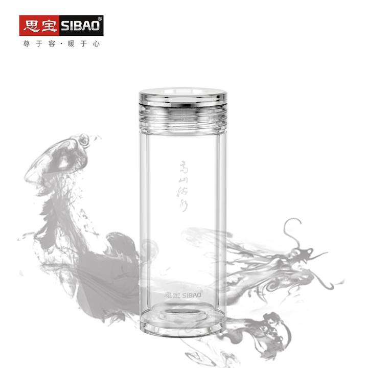 SIBAO/思宝旗舰店高山流水直筒男女商务双层玻璃杯商场同款茶水杯