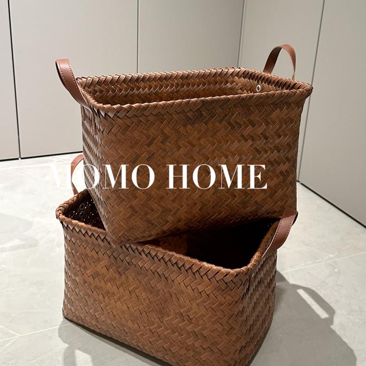 MOMO手工复古脏衣篮藤编收纳筐脏衣篓放衣服零食玩具仿竹编家用