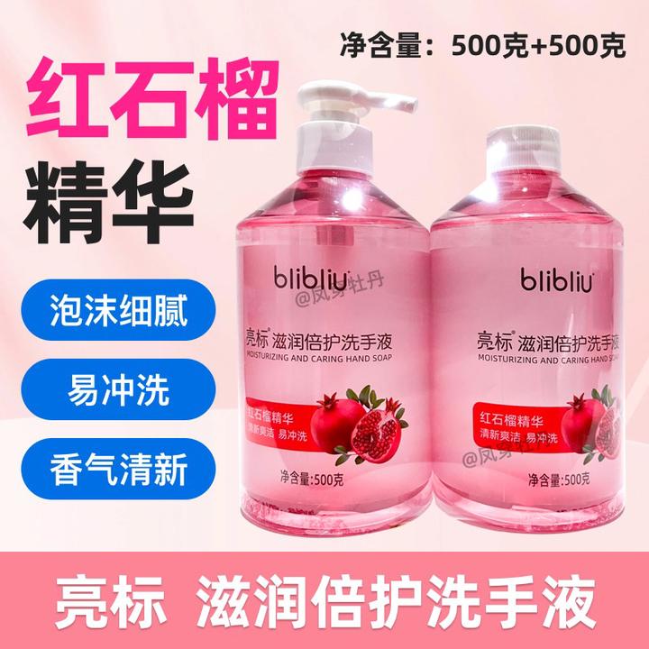 亮标滋润洗手液家庭装红石榴精华500克2瓶宝宝通用除菌抗菌持久
