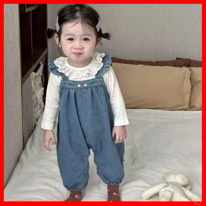 新款宝宝秋季背带裤套装婴儿分体背带套装女童背带连体裤套装婴儿