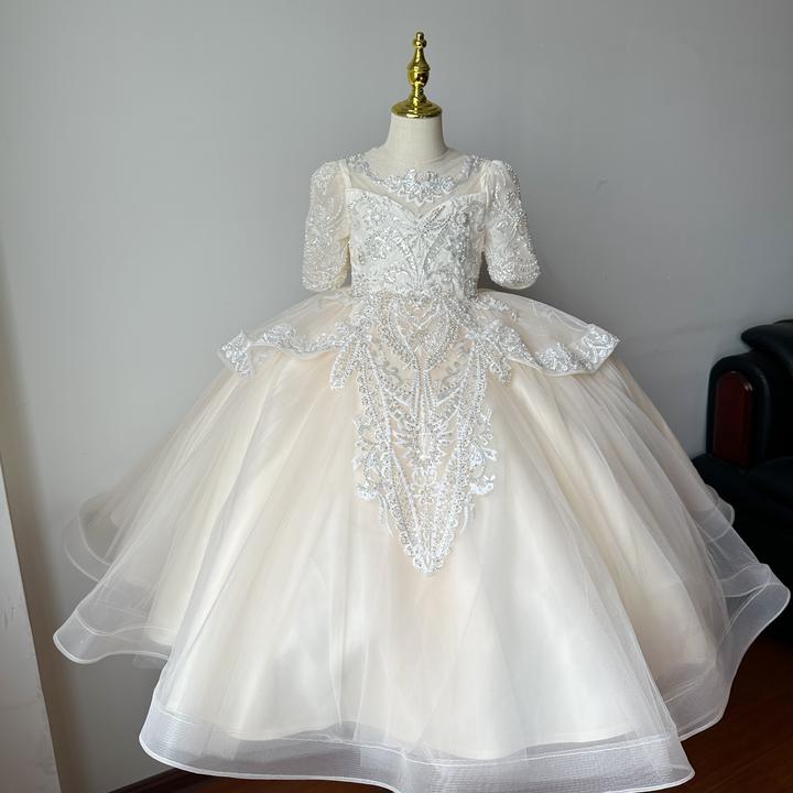 女童晚礼服洋气儿童钢琴演出服蓬蓬纱小女孩主持人花童生日公主裙