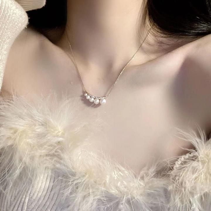 钛钢合成锆石项链 排钻项链女时尚轻奢小众精致锁骨链高级感饰品