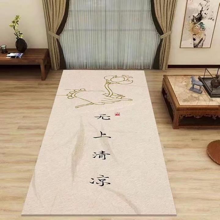 108垫子家用简约四季款加厚禅意顺滑地垫耐磨莲花长条防滑地垫