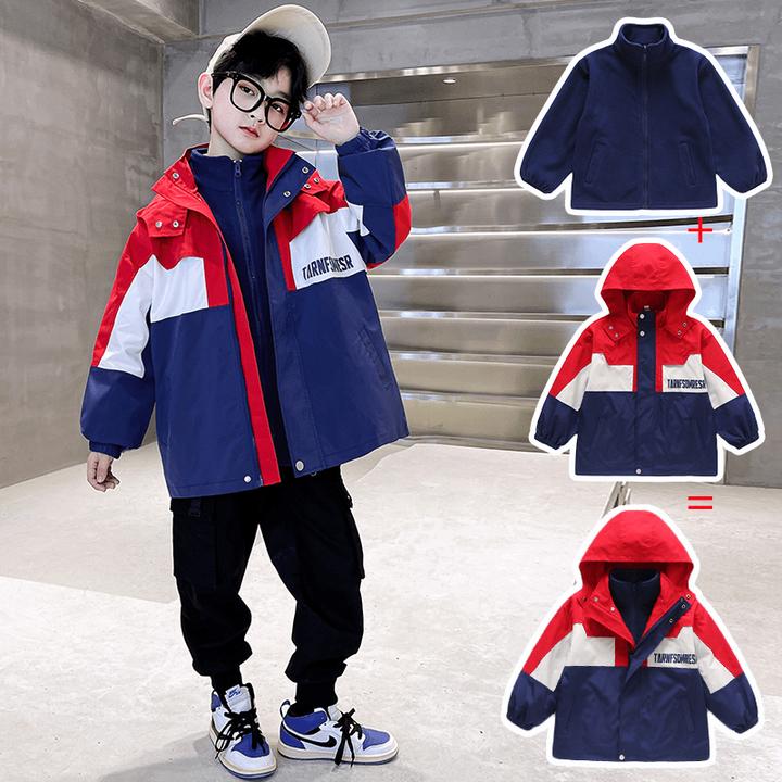 男童冲锋衣秋冬款2024新款冬季中大儿童秋装三合一可拆卸男童外套