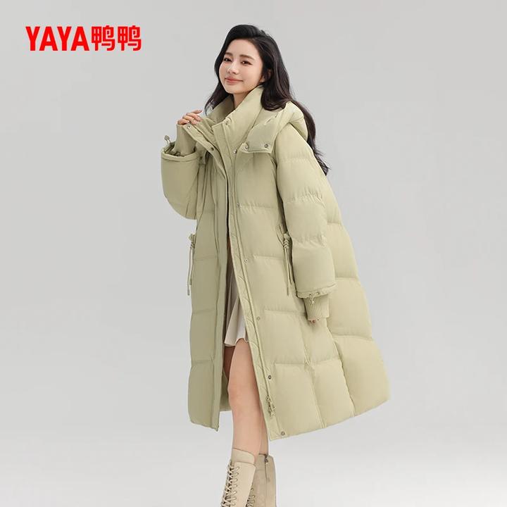 YAYA/鸭鸭羽绒服女士时尚过膝中长款加厚90绒子外套YE4B618891A