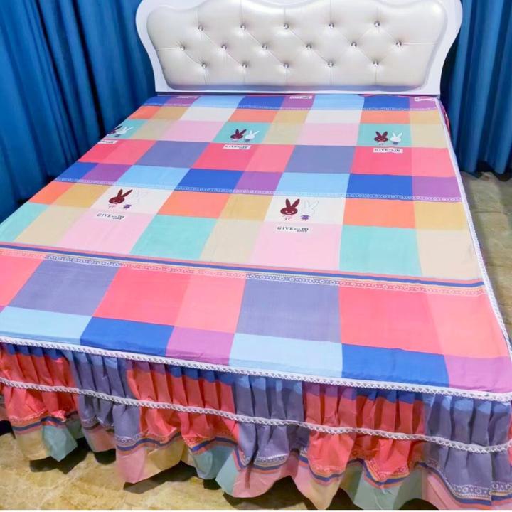 四季通用加厚磨毛斜纹方格兔宝宝时尚亲肤格子单件防滑床罩卡通