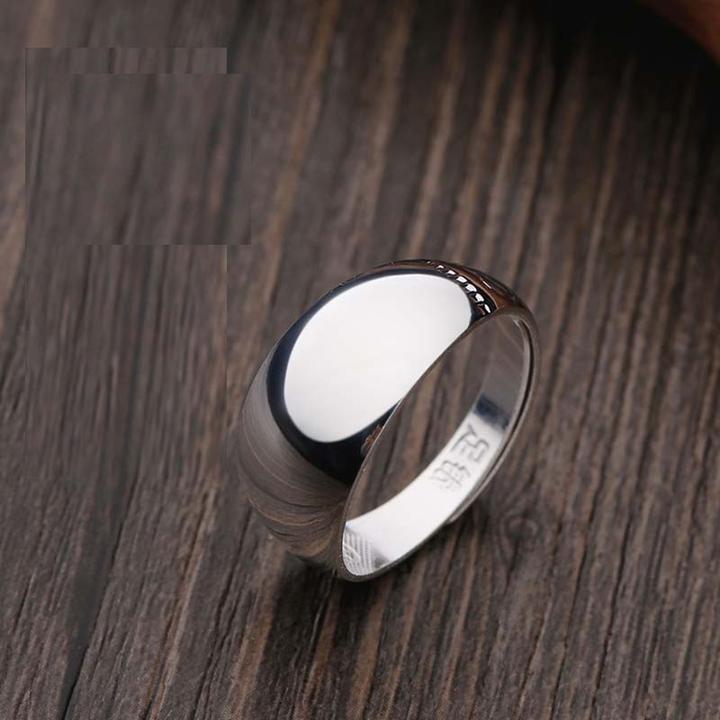 足银戒指 银戒指99纯银男宽面霸气光面戒简单活口指环指女情侣对