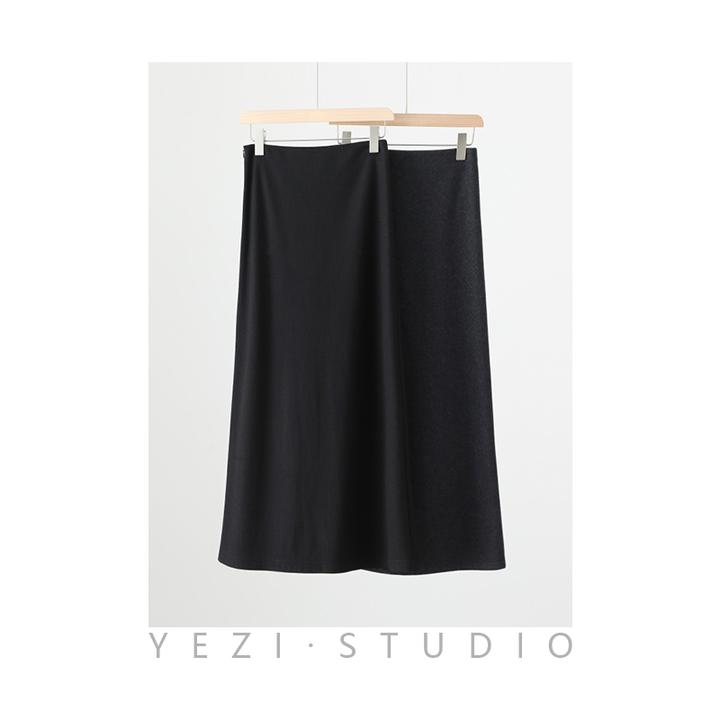 定织羊毛混纺小A半裙显瘦直身羊毛裙23421105