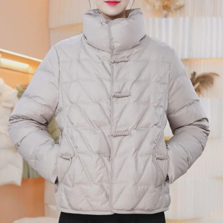 冬季新款女士修身显瘦气质棉服冬装国风时尚简约保暖棉衣棉袄外套