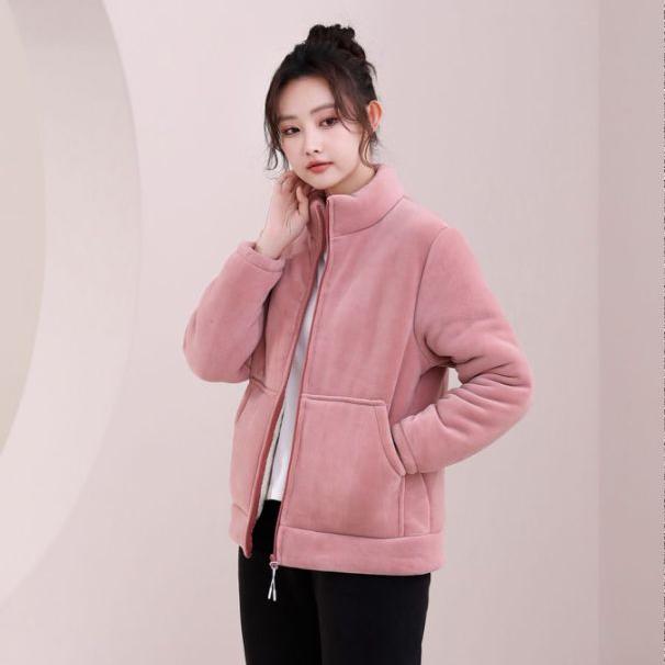 单件立领拉链海豚絾加絾加厚保暖时尚休闲家居服外穿外套女秋冬款