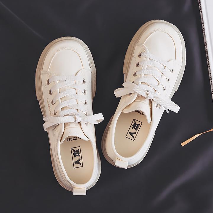 人本帆布鞋女2025春秋冬新款情侣休闲板鞋ins潮百搭显脚瘦小白鞋