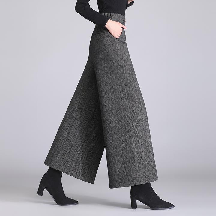 裤子女秋冬阔腿裤大脚裤大码高腰2025新款毛呢休闲九分裤妈妈裙裤