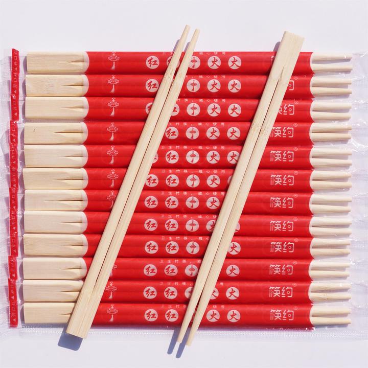 一次性双生筷红色款结婚喜宴喜筷家用商用餐厅外卖打包加长加粗款