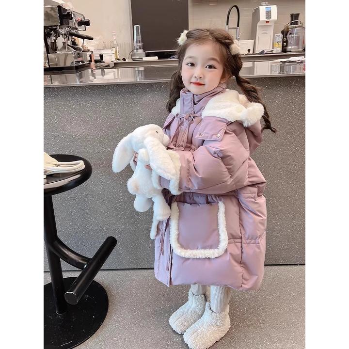 2024新款新款棉衣小女孩夹棉外套冬季中长款百搭棉袄儿童保暖棉服