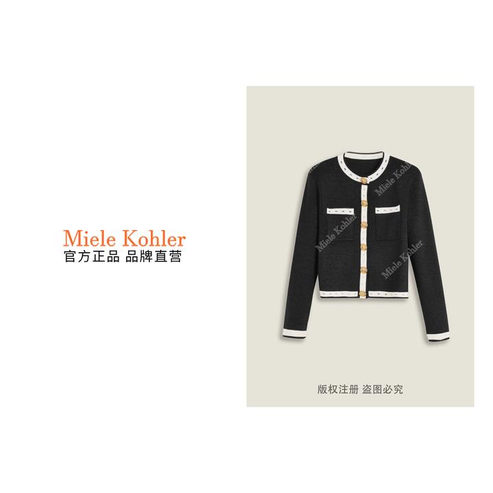 经典时尚小香风圆领长袖毛衣开衫女 MKKQ37309【澳门小源同款】