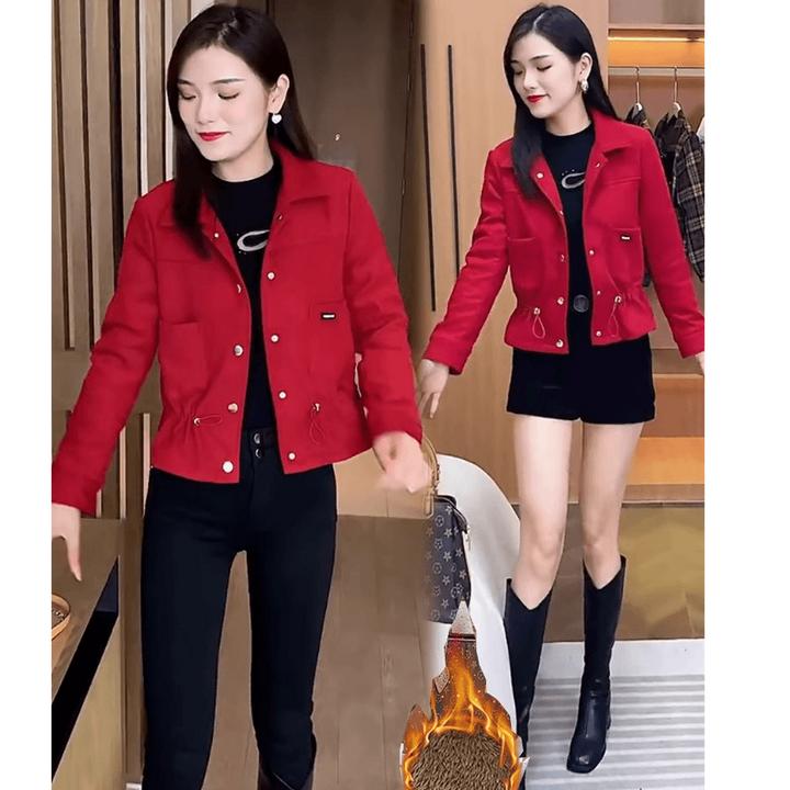 加绒加厚短外套女2023秋冬新款时尚修身显瘦短款小个子百搭上衣潮