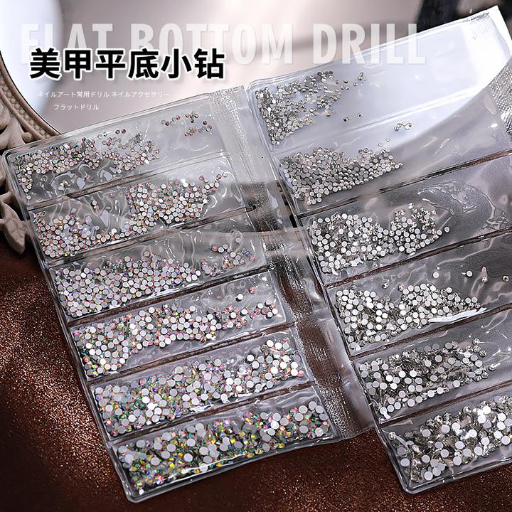 1440颗！美甲钻石饰品圆形透明白平底钻超闪玻璃水钻指甲装饰小钻