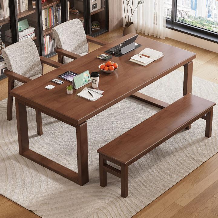 客厅大长书桌家用实木大板桌学习桌书柜多人阅读桌餐桌松弛感桌子