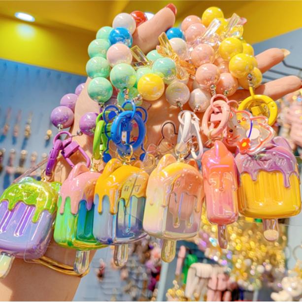 电镀卡通精致果冻冰淇淋钥匙扣挂女情侣钥匙链包包挂件汽车钥匙扣