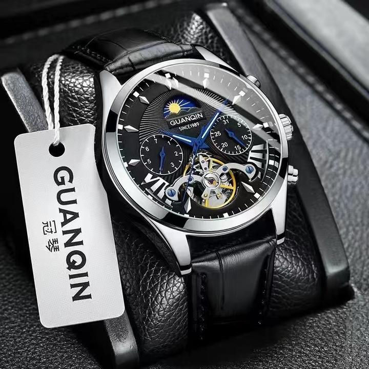GUANQIN/冠琴男士男手表全自动多功能陀飞轮机械夜光防水腕表