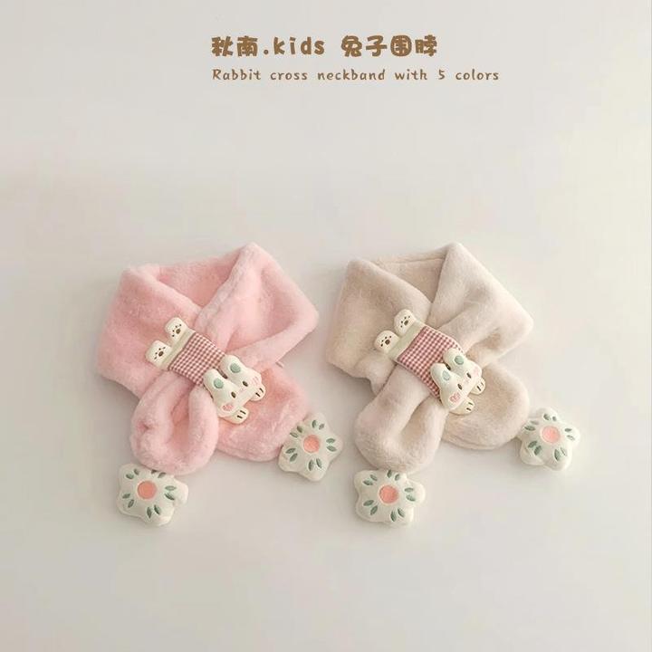 巴拉巴拉恩超暖儿童围巾宝宝秋冬女童兔子毛绒脖套女孩冬季加厚婴
