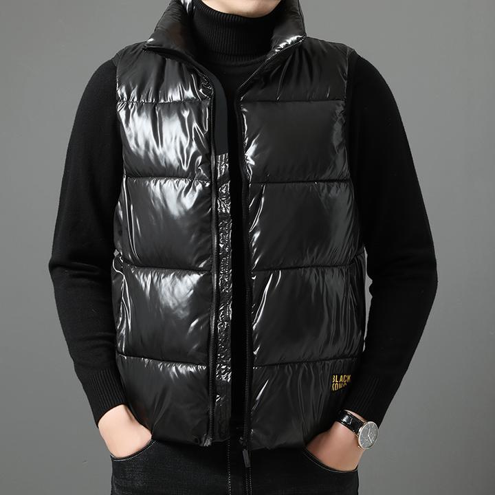 黑金马甲男女同款韩版宽松亮面防风情侣坎肩背心免洗外套工厂直发