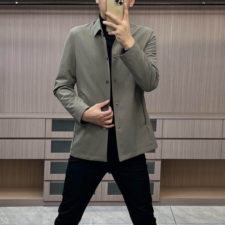 今晨优品-秋季简约商务净版翻领扣版修身风衣外套经典百搭209