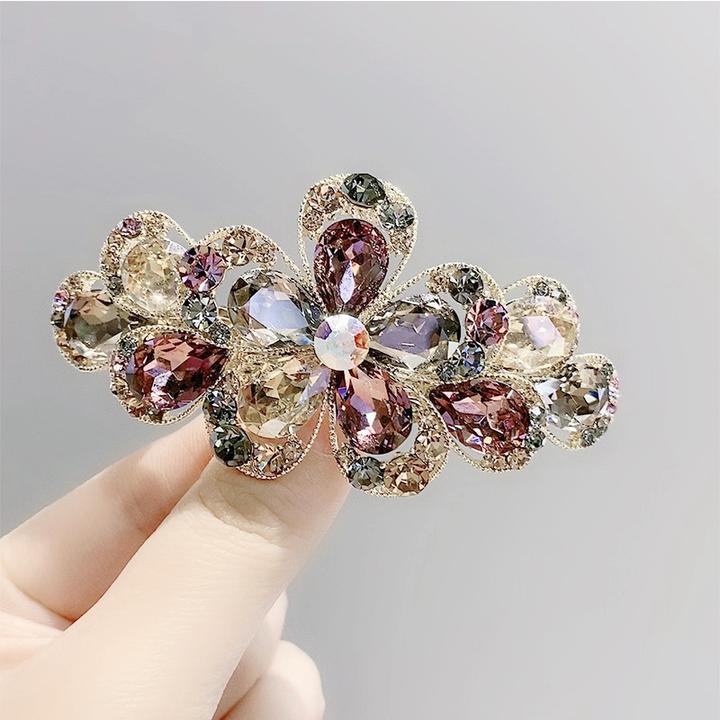 高品发夹卡子弹簧夹子夹镶钻花朵妈妈发卡韩版优雅发饰夹子夹头发
